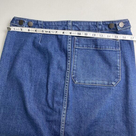 Modest Denim Midi Skirt Size 8 Button Front Pockets - Picture 4 of 5